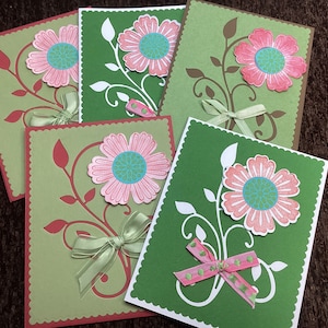 Acquista 2 set, ricevi 1 gratis, biglietti grandi con fiori - set di 7 biglietti - fiori con fiocchi - cancelleria - biglietti vuoti - set di biglietti per tutte le occasioni