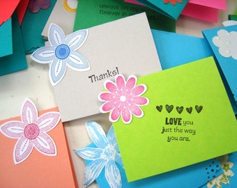 Drop a note - 30 assorted mini cards - colorful minis - lunchbox notes - love notes, mini cards, mini notecards