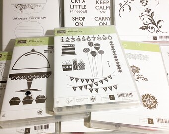 Retired Stampin Up cling stamp sets - used stamps