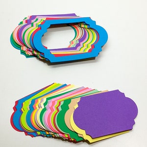 56 Stück - Papierrahmen in Regenbogenfarben - DIY Papierbasteleien - Rahmenform - Kartonrahmen - Kartonformen - Papierstanzen - Ovale