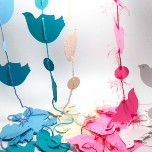 Vertical Bird Garland: Glitter Eyes, Home Decoration (7 ft)