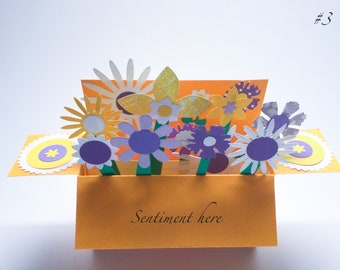 A little sunshine in a box - Colorful Flowers Box pop up cards for her - special birthdays - long box card, Mother’s Day cards