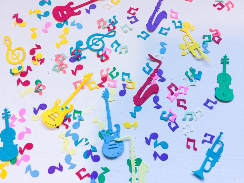 Music Notes Confetti pastel confetti Musical Instruments confetti Table sprinkle Pick your color birthday party decoration image 1