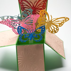 Im Flug Schmetterlinge - Schmetterlinge in der Box - Box Pop Up Karten - Handgemachte Karten: Pop Up Box Karten