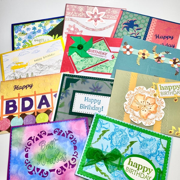 Mystery Grab a Bag of handmade Birthday Cards - 10-20-50 cards - Assortment of happy birthday cards - cards for mom - snail mail - notecards