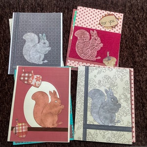 Buy 2 get 1 free set of handmade cards, Squirrels Stationary - 8 Squirrel cards - Acorns - Fall notecards, by Wcards