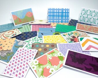 3” x 2” colorful Mini Note Cards, Tent style, lunch box notes, Assorted minis, colorful thank you notecards, small, tiny notecards set 30