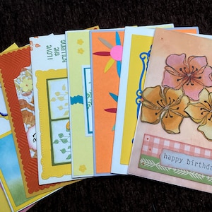 Kaufen Sie 2, erhalten Sie 1 Gratisset handgefertigte Karten, Gelb, Orange, Set mit 10 Grußkarten, Geschenkkarten für alle Gelegenheiten, verschiedene Karten, Geschenk für sie, Wcards