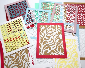 DIY card fronts , See through die cut frames, diy cards, card fronts, card mats, set of 12, fun paper crafting, card frames, card layouts