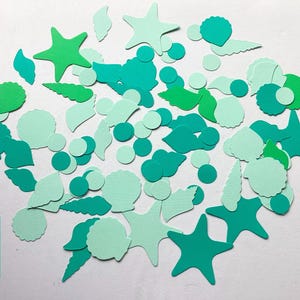 Teal, Blue, Nautical, beach party theme, ocean, marine, starfish, seashells, anchor, fish, seahorse, Pastel Bunnies, Easter confetti