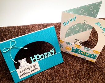 Hip Hip Hooray it’s you birthday card - hippo - hippopotamus cards - birthday cards - it’s a boy - new baby cards