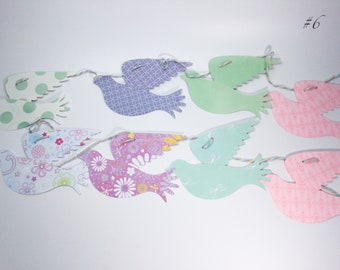 Easter, Spring garlands, paper birds, Dove garland, Pastel birds garland, Colorful Birds , Cherubs designs,  bridal shower, paper doves