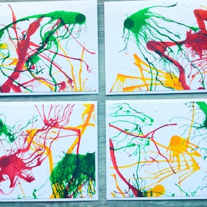 Abstract Alcohol Ink Notecards: Primary Colors, Embossed DIY Cards