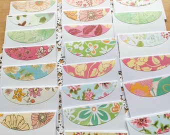 Floral Mini cards, gift mini message cards, Half ovals, Scallop circles, mini notecards, mini envelopes, lunchbox minis, lunch box notes