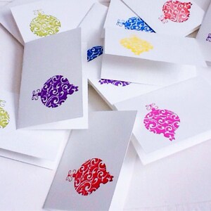 Colorful  Christmas mini cards - snowflake mini cards - gift tags - holiday mini cards - red poinsettia mini note cards - ornaments