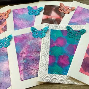 Butterfly Abstract Art Cards: Handmade Glitter Greeting Cards - Set of 20