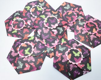 Petal hexagon envelopes - Flower shaped envelopes with inserts - gift card holders - gift giving - fun envelopes