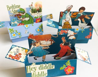 Mother goose box pop up cards - Bedtime stories - children’s birthday, birthday gift, girls birthday cards