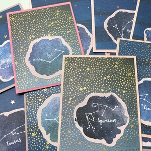 Star Constellation Notecards: Handmade Zodiac Cards with Glitter