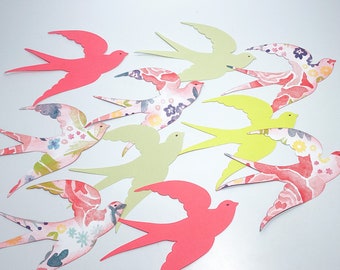 Swallows, Colorful, pastels, Many colors Swallow garlands, Dove garland, Bird garland, floral swallows, girls birthday decorations