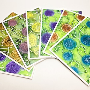 Biglietti di auguri con rose in rilievo: biglietti vuoti luccicanti fatti a mano