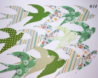 Swallows handmade garland - Bird Garland - large birds in flight - green birds - teal - st Patrick’s