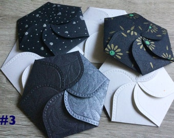 Petal hexagon envelopes - Flower shaped envelopes with inserts - gift card holders - gift giving - fun envelopes
