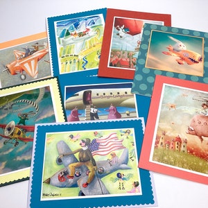 Kaufen Sie 2 Sets, erhalten Sie 1 gratis, Flugzeugkarten, männliche Geburtstagskarten, Flugbegleiter, alte Flugzeuge