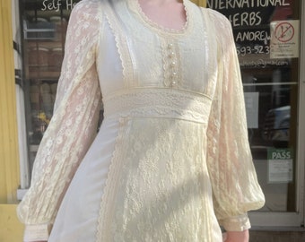 70s Gunne Sax Lace Cotton Dress