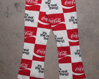 70's vintage Coca-Cola ブーツカット イージーパンツ 1970s Rare Collectable Coca-cola Advertisement Bootcut Pants