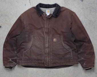 Carhartt Green Canvas Work Jacket J97 Mos Detroit Men 