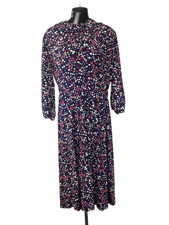 1940s Sputnik Print Gabardine dress