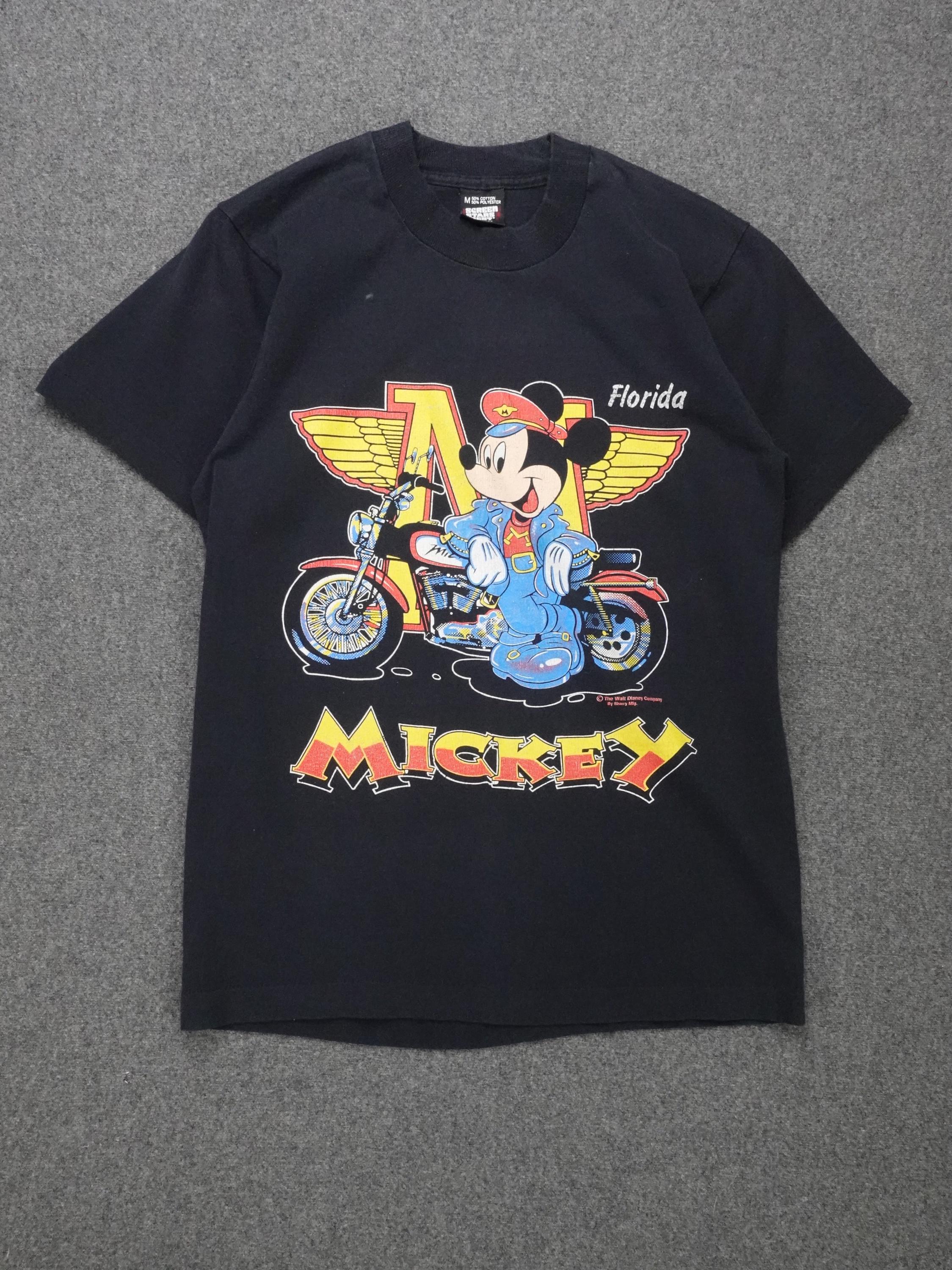 トップス 90s Disney vintage Harley Mickey faded T 90's Disney Vintage Mickey Mouse Faded Black Single Stitch