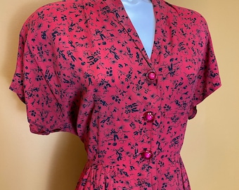 1940 Vintage Rayon Crepe Dress