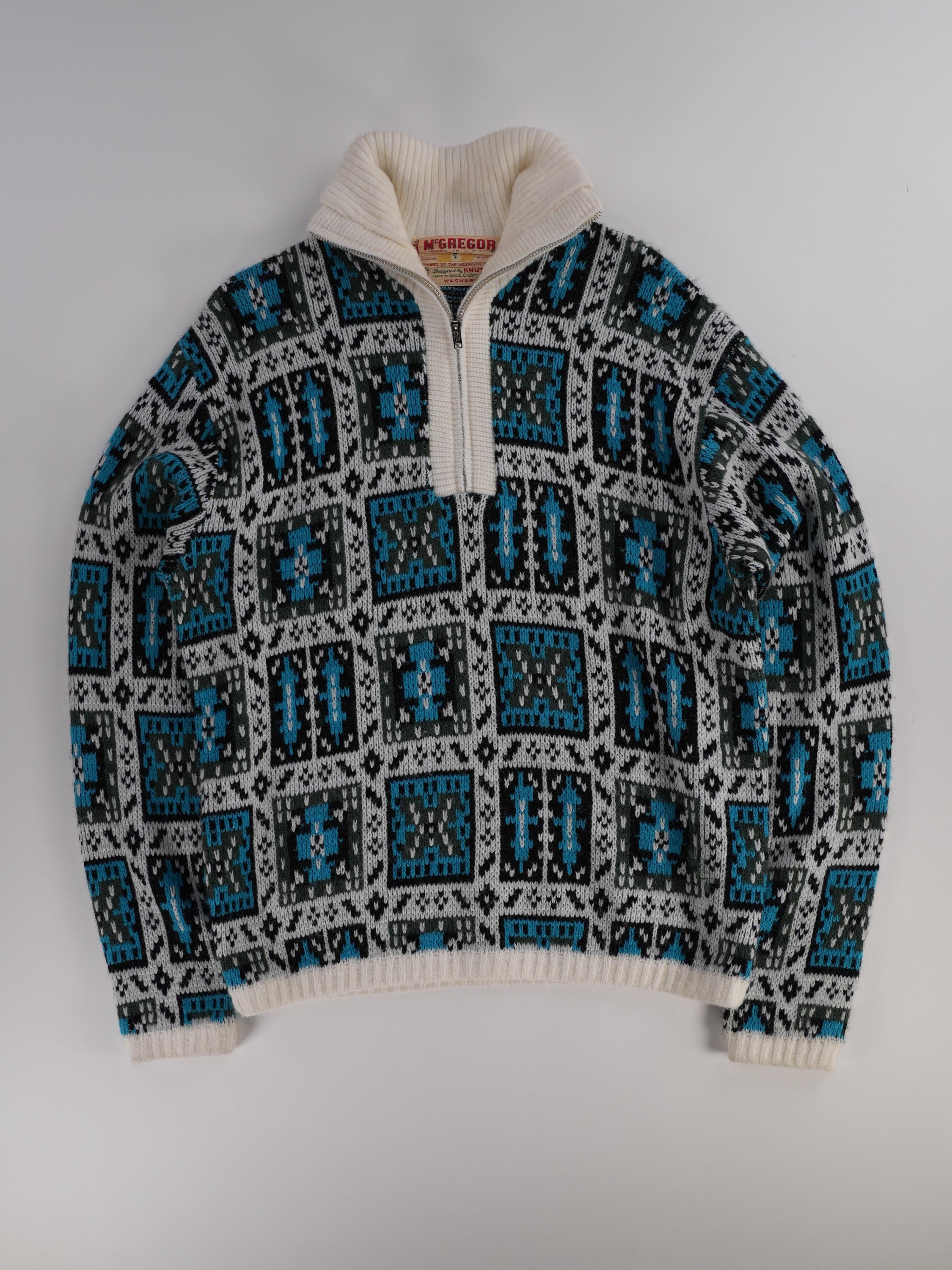 60sUSA製マクレガーMcGREGOR 幾何学模様 Vネックニットセーター 1960年代 - マクレガーの幾何学模様ニットセーター - Etsy 日本
