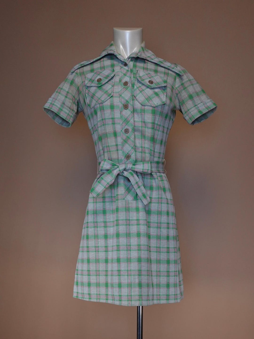 1970S - PLAID BELTED MIDI Dress | Vintage Dresses - Etsy