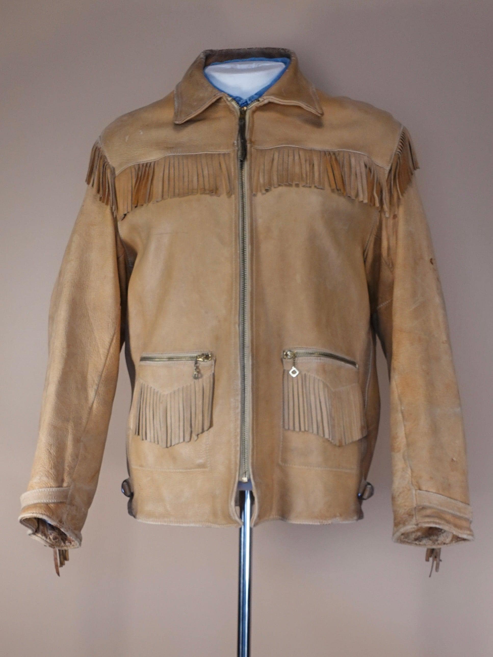 Vintage 1960s - Genuine Buckskin by Uber Fringe Leather Jacket