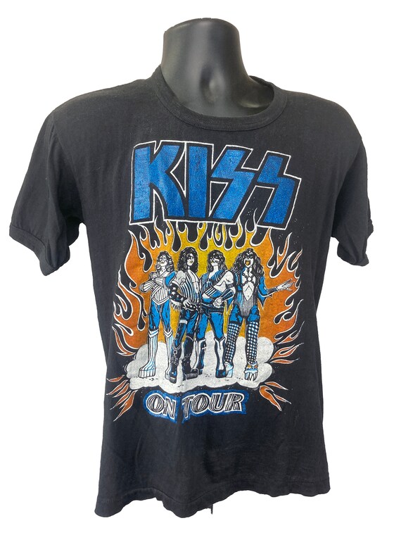 1970s KISS on Tour ringer T shirt with Sparkle log