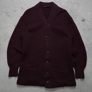 Vintage 1950s - Hand Knit Heavy Wool Cardigan