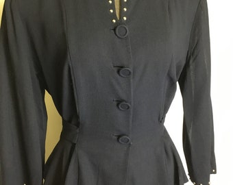 Amazing Crepe Suit Dark Navy , Nailhead details ,