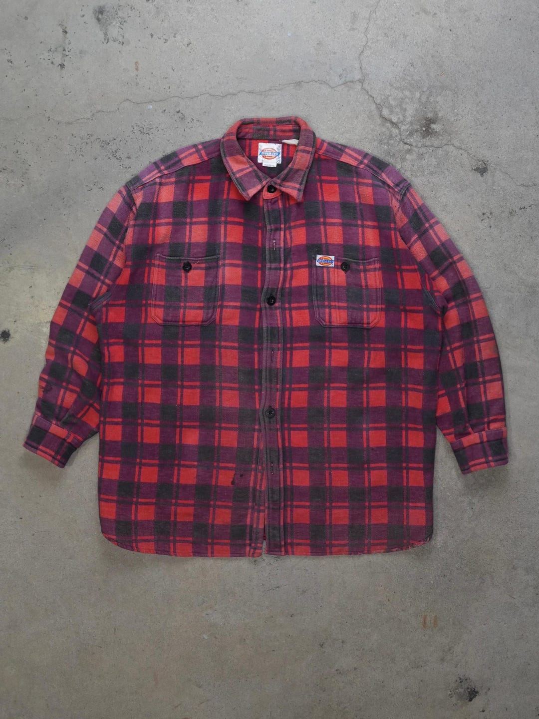 Vintage 90s Dickies Green Plaid Flannel Shirt L main image 0