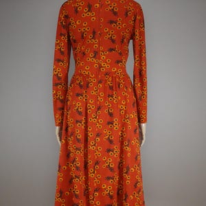 Vintage 1970s - Polyester Floral Wrap Midi Dress