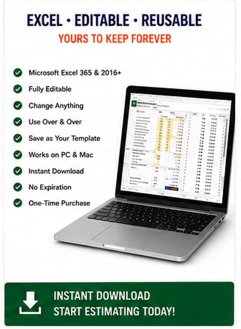 Construction Estimating System | Contractor Bid Template | Excel ...
