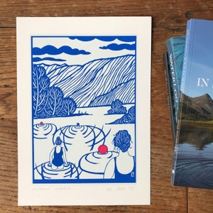 Swimmin&#39; Wimmin, wild swimming art, open water swimming print, women loch swimming Scotland
