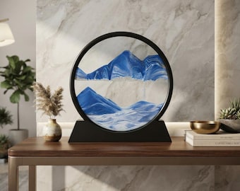 Bewegliche Sandkunst-Landschaftsdekoration | 8 Farben, 360° drehbares Sandbild | Modernes Schreibtischaccessoire | Einzigartiges Einzugsgeschenk