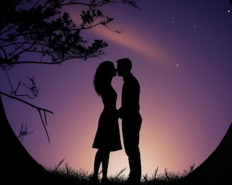 Relationships, Love, Couple, Romance, Moonlight, Art Prints