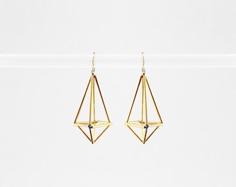Himmeli inspired geometric earrings, dangle earrings in gold