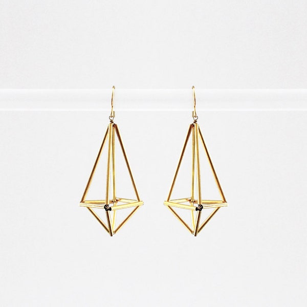 Himmeli inspired geometric earrings, dangle earrings in gold