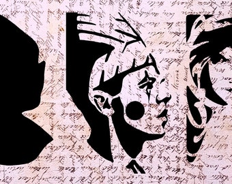 Face Stencils Set of 3 approx 5"x8" - ideal for journals, cards, collage, scrapbooking, ATCs, tags, gel printing, postcards.