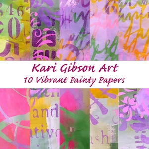 10 papiers numériques A4 Vibrant Painted Papers, idéaux pour les collages, les journaux, les ATC, les étiquettes, les cartes postales, etc.